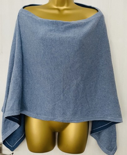 Blue cotton cashmere poncho - blue,