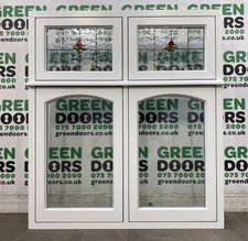 WOODEN CASEMENT WINDOW EXTERNAL NEW WHITE WOOD DOUBLE GLAZED LEADED GLASS