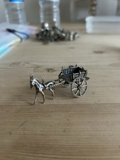 Vintage Miniature Sterling Silver Horse-Drawn Cart 925 Hallmarked