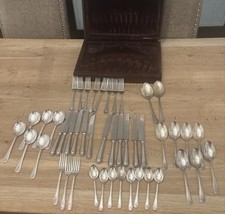 VINTAGE COOPER LUDLAM SILVERED PLATED CANTEEN CUTLERY WOODEN BOX X46 SPARES 