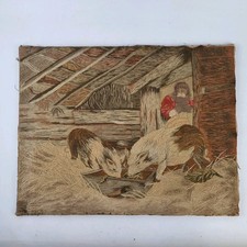Antique 19thC Woolwork Picture