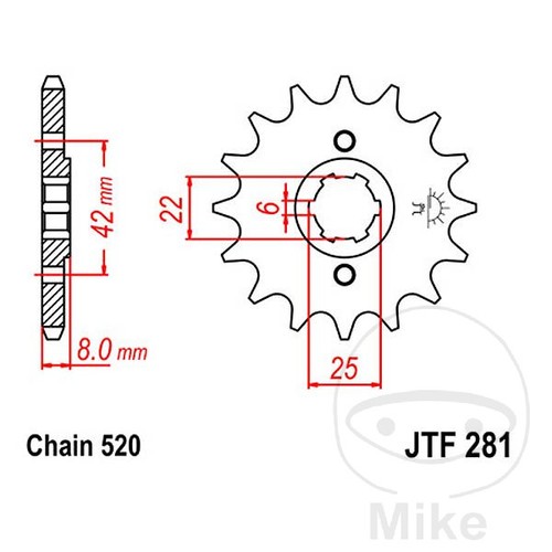 Pinion tooth pitch 520 for - pinion,