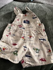 Beige Boat, Train Transport Short Baby Oshkosh Summer Romper 12m Rare Vintage 