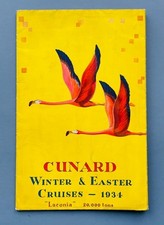 CUNARD R.M.S."LACONIA" WINTER & EASTER CRUISES 1934 FOLD-OUT DECK PLAN + PHOTOS
