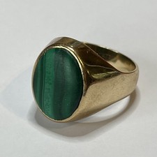 9ct Gold Gents Malachite Oval