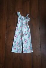 Age 7-8 ASDA George Light Blue One Shoulder Floral Jumpsuit Summer Holiday