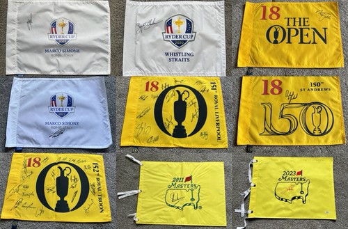 Signed autograph golf flags - signed,