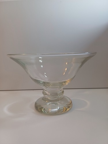 Vintage clear glass pedestal - glass, ,