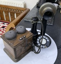 Antique Original Candlestick Telephone Phone With BellBox For Restoratiom