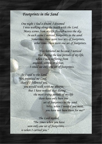Footprints the sand - in, sand'