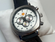 Men's Rare SHELL Chronograph Wrist Watch. 100m. Steel. Quartz. Running Fine