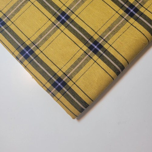 Mustard navy cotton tartan - mustard,