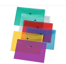 A4 Plastic Stud Closing Document Wallets Files Folders Assorted Colour Choice