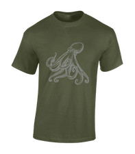 OCTOPUS SILHOUETTE MENS T SHIRT NAVY PIRATE KRAKEN VIKING NAUTICAL DESIGN TOP