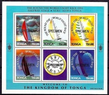 Tonga 1991 World Yacht Race Sport Boats Shows clock Sunset Specimen m/s MNH