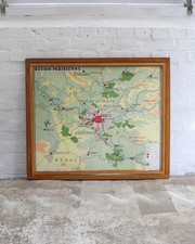 Vintage Double Sided French School Map - Paris
