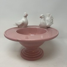 Vintage Italica Ars Pink Footed Dish Bowl And White Pigeons Italy