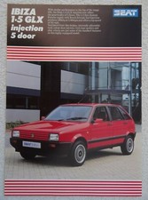 Seat Ibiza 1.5 GLX Injection 5 Door Hatchback Brochure 1990. Specifications.