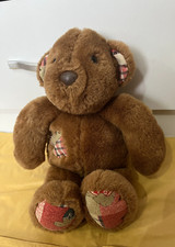 Vintage 1997 Happy Horse Fabric Patches Brown Teddy Bear Soft Toy Plush 10"