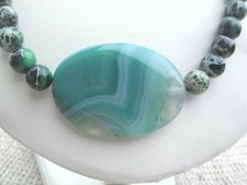 4 CM BANDED GREEN AGATE NECKLACE TERRA JASPER VARISCITE 18" TOGGLE ANY LENGTH