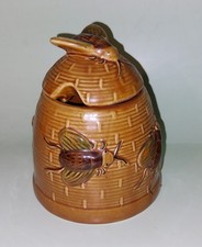 Vintage Honey Pot Bee Hive Shaped Ceramic Jar 