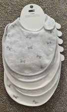 Ex M&S 5 BABY BIBS BUNDLE NEW WITH TAGS.  Soft Jersey With Towelling Back.