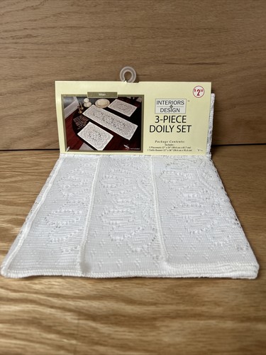 Piece filet lace doily set - piece,