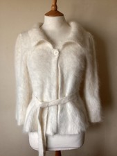 MONSOON CREAM SOFT FLUFFY 80% ANGORA BELTED CARDIGAN SIZE UK 10
