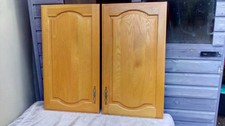 pair of solid light oak kitchen cabinet doors 900mm h x 498mm w-vgc