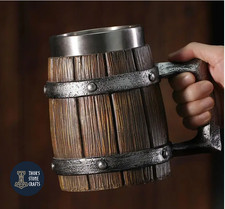 Viking Medieval Beer Tankard Mug 600ml  Resin & Stainless St Mead Ale Cup Gift
