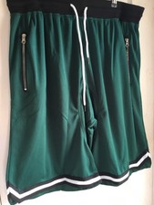 5XL green white trim shorts with zip pockets, draw string waist.