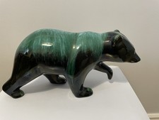 Canadian Blue Mountain Pottery Walking Bear Green And Black Glaze Drip Ware