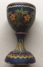 Antique Wooden Hand Painted Egg Cup / Holder Approx 4” Tall.