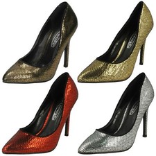 Ladies Spot On High Heel Pointed Toe Snake Design 'Court Shoes'