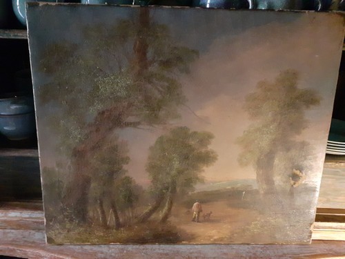 Antique landscape oil painting - landscape,