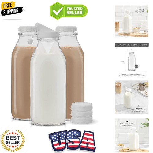 Glass milk bottles with - milk,