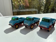 3 Vintage Matchbox Unimog Trucks, No 49.  Blue & Red By Lesney 