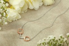 925 Sterling Silver Snaffle & Rose Gold  Horse Bit Necklace Equestrian Jewellery