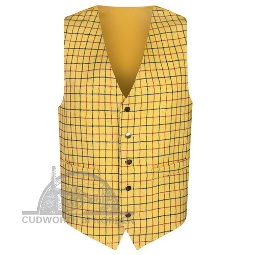 Wool check tweed waistcoat - wool,