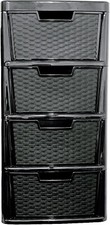 Black Plastic Rattan Drawer