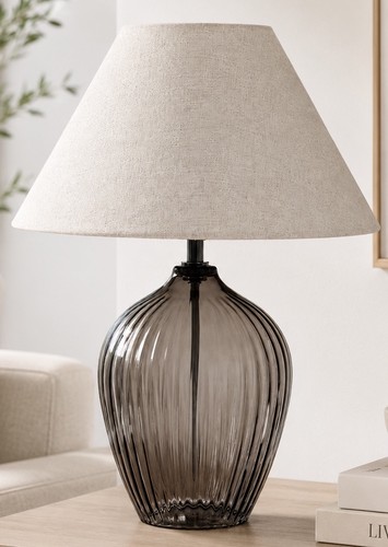 Smoked dark glass table lamp - glass,