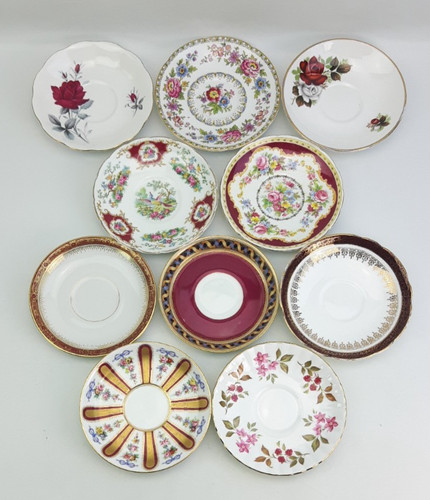 10x bone china red - themed, tea