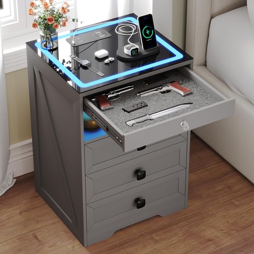 Nightstand with lockable gun - nightstand,