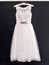 JJ's House Wedding Dress - White Layered Tulle Skirt & Lace Bodice - Size S