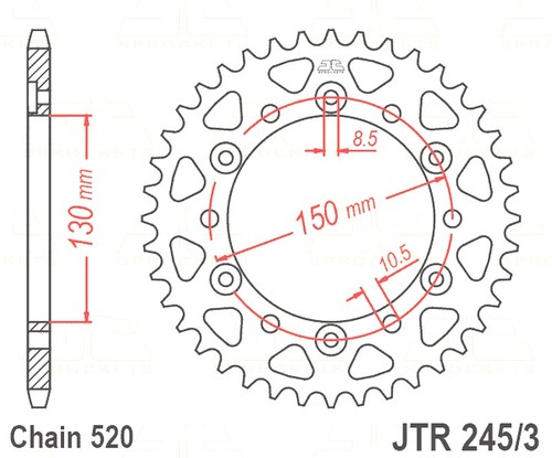 Sprocket rear 520 - rear, 47/520