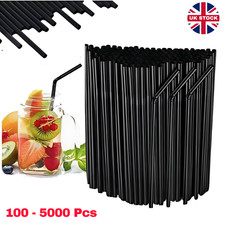 Plastic Flexible Straws Bendy Black Recyclable Drinking Cocktail Straws 1 - 5000