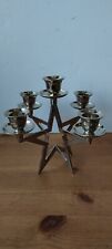 5 Arm Candelabra - Silver Metal Star Shaped - 16cm - Good Condition - Prop/Decor