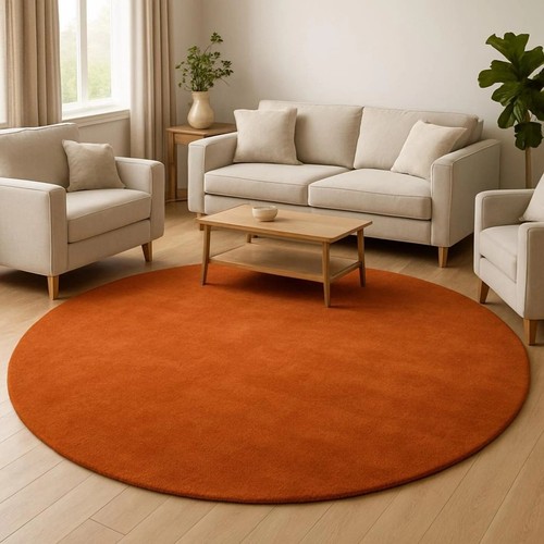 Round solid rust - round, wool