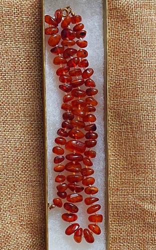 Amber chip beaded - amber,