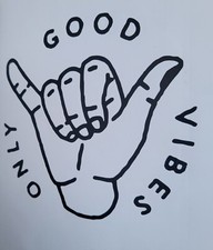 1x Good Vibes Wave Decal Vinyl Sticker Bumper Window Car Van Camper 5x5in Black